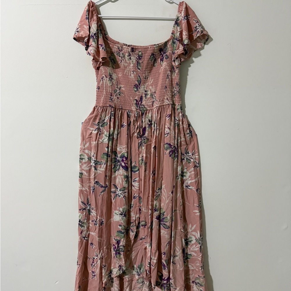 Xhilaration Pink Floral High-Low Maxi Dress